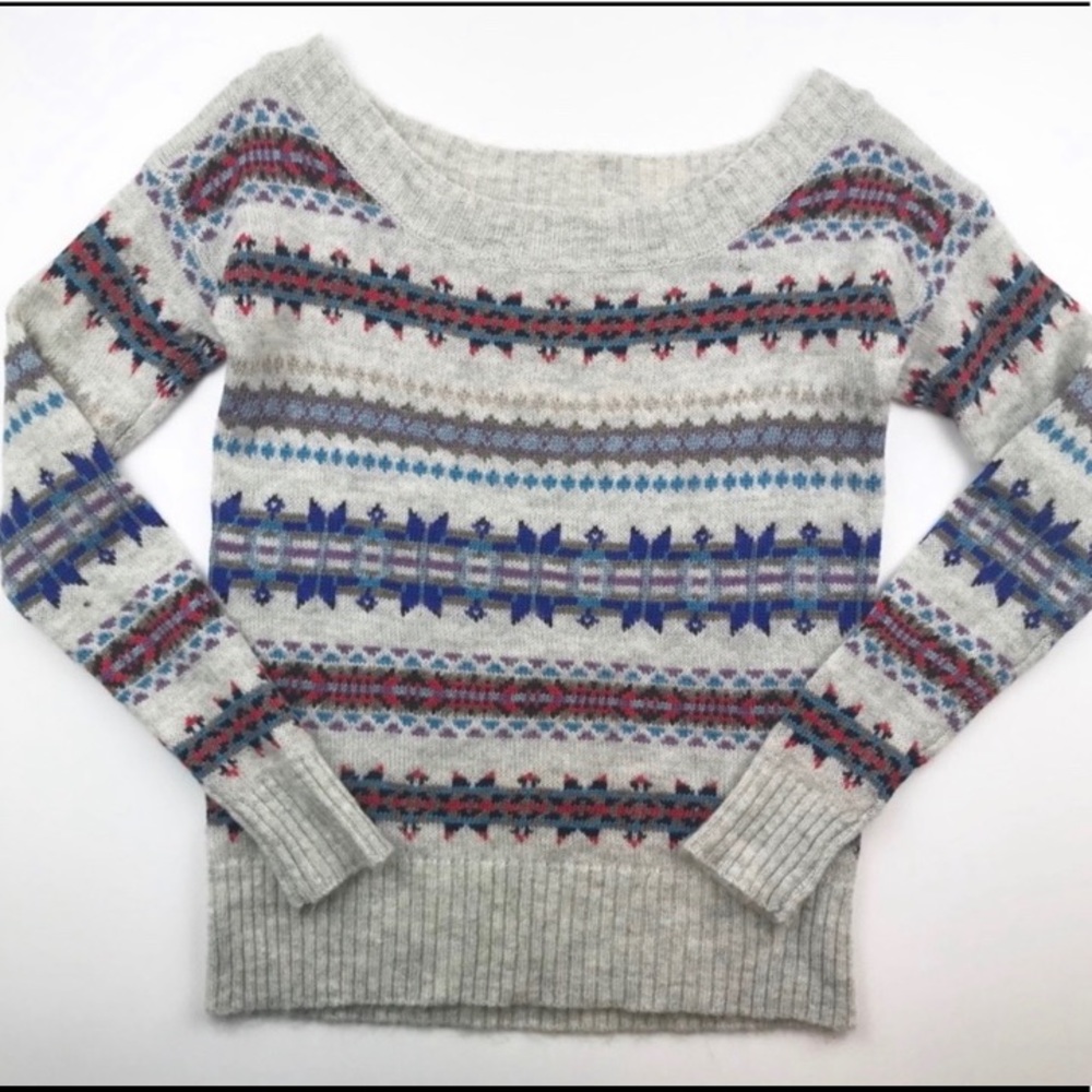 American Eagle Fair-Isle: Off the Shoulder Sweater